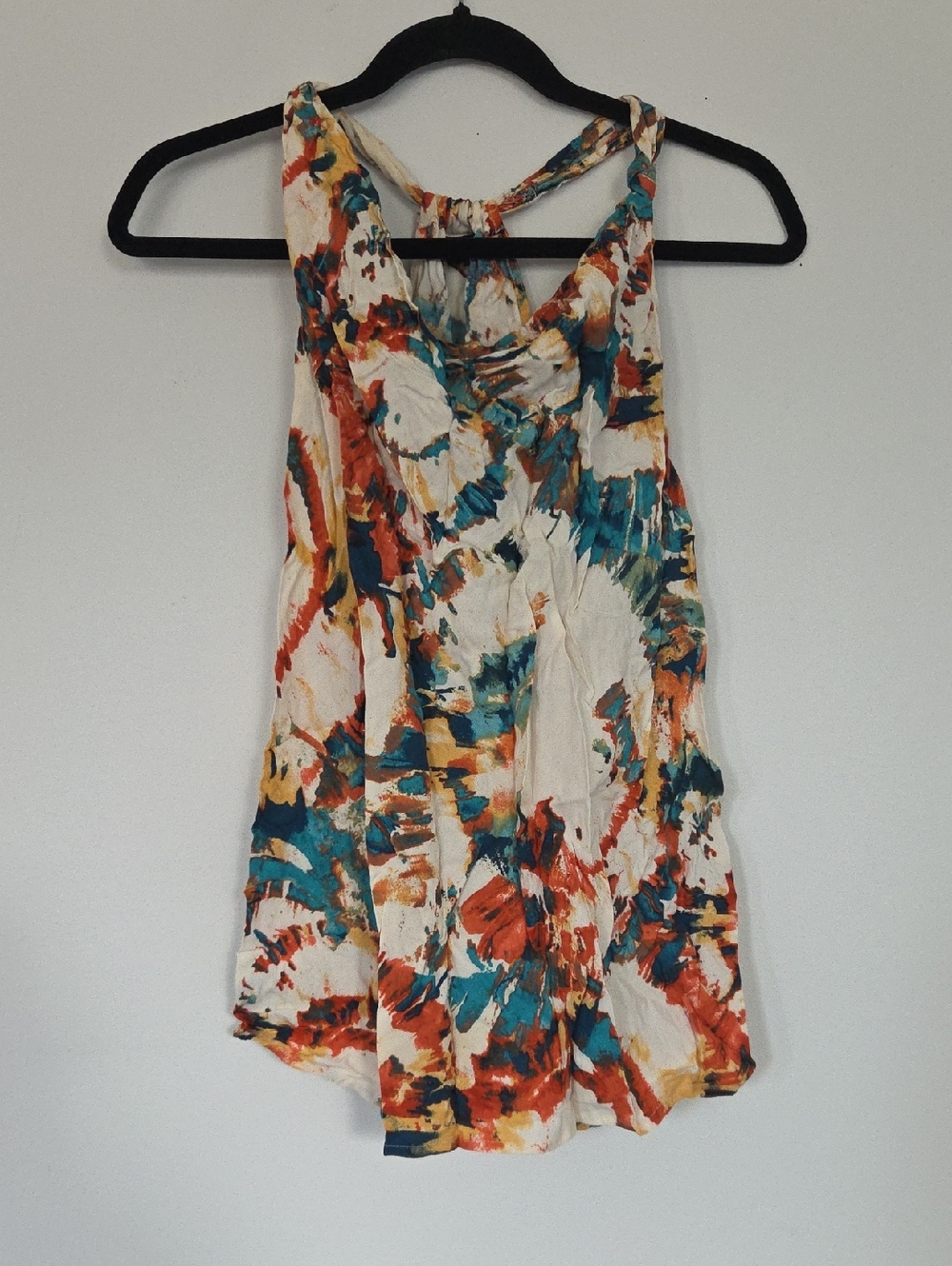 Sleeveless Floral-Print Camisole in Cream, Teal & Rust